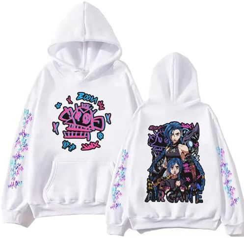 ElegancwCLOW Anime Arcane-Jinx Hoodie Harajuku Hip Hop Pullo