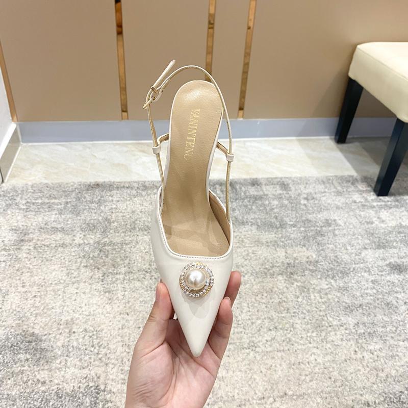 Sandali con tacco da donna in pelle perle stile fiabesco_voghion.com