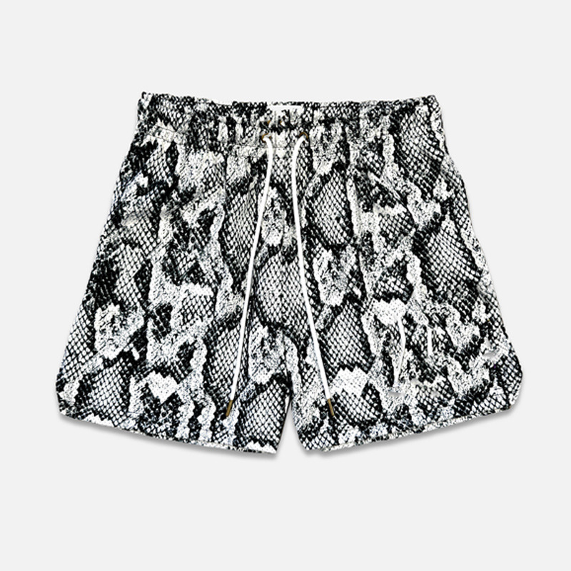 Cross-Border Foreign Trade European and American Men's Fitness Python-Patterned Sports Shorts American High Street Python-Patterned Drawstring Breathable Quick-Dry Pants Cross-Border Foreign Trade European and American Men's Fitness Python-Patterned Sports Shorts American High Street Python-Patterned Drawstring Breathable Quick-Dry Pants
