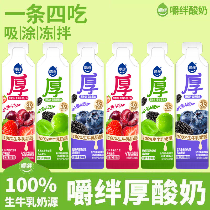 Thick Yogurt with Chewy Texture, Yogurt-Flavored Fermented Milk, Fruity Yogurt, Raw Milk, One Pack of 4, Snack Food Thick Yogurt with Chewy Texture, Yogurt-Flavored Fermented Milk, Fruity Yogurt, Raw Milk, One Pack of 4, Snack Food