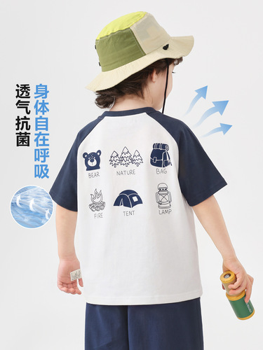 Rightou Boys' Trendy Cool Short-Sleeved T-Shirt Summer Clothing 2026 New Arrival Boys' Kids' Clothes Summer Children's Baby Pure Cotton Half-Sleeved Shirt
