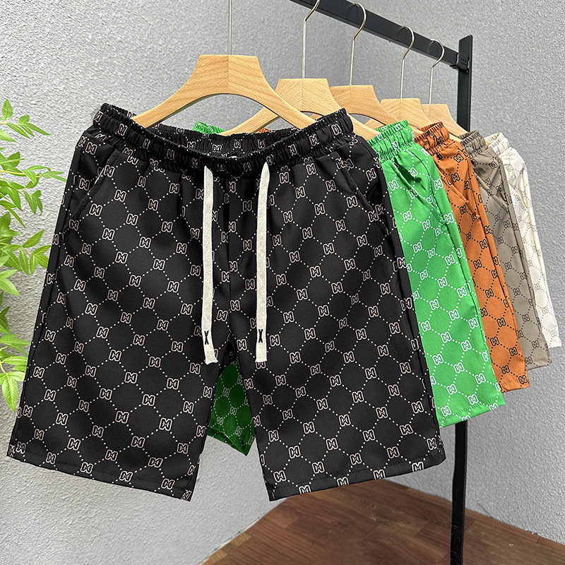 Herren-Shorts, Sommer, bedruckte Herren-Eisseide, atmungsaktiv, lässig, Strandmode, Laufsport, Basketballhose_voghion.com