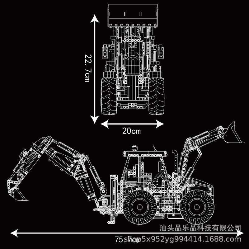 Yuxing modelo Wang17036 serie de ingeniería dos extremos ocupado coche de ingeniería juguetes inteligentes para niños compatibles con excavadoras Lego