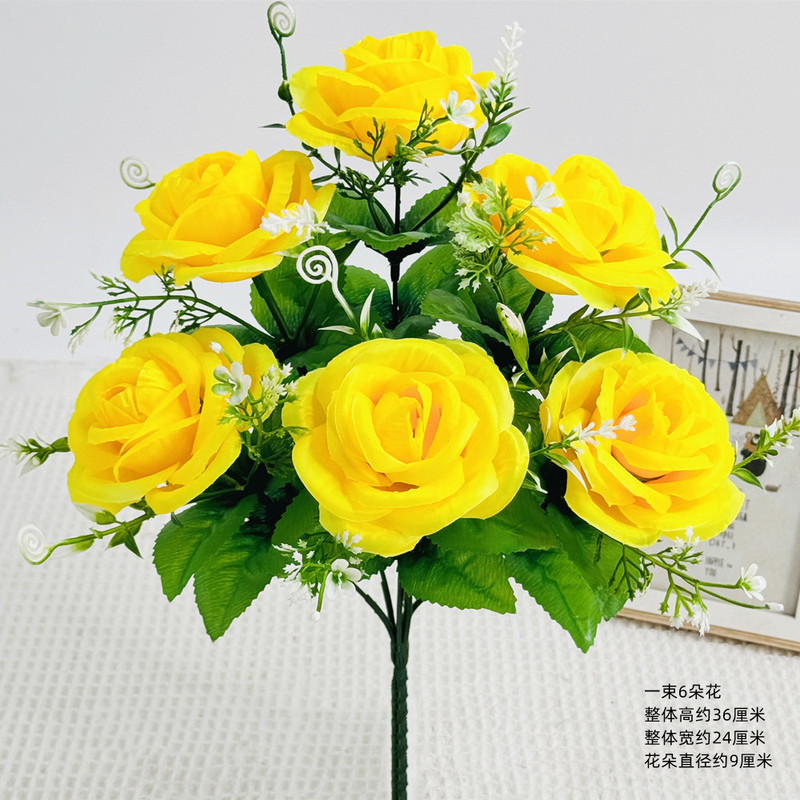 zh花玫瑰花摆设花束单支套装客厅装饰花艺塑料花绢花假花摆件|undefined