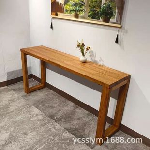 Old Elm Wood Solid Wood Bar Counter Wall Table Entrance Table Simple Bay Window Table Log Long Bar Zen Narrow Table Workbench