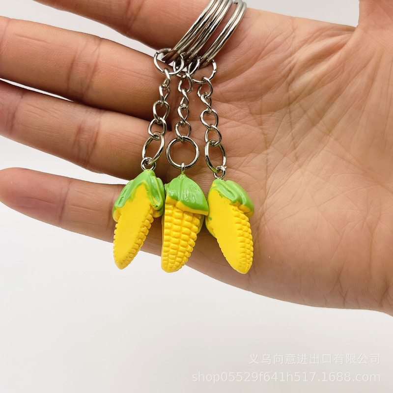 創意シミュレーションのトウモロコシのキーチェーン樹脂野菜の食べ物遊びのキーホルダー|undefined