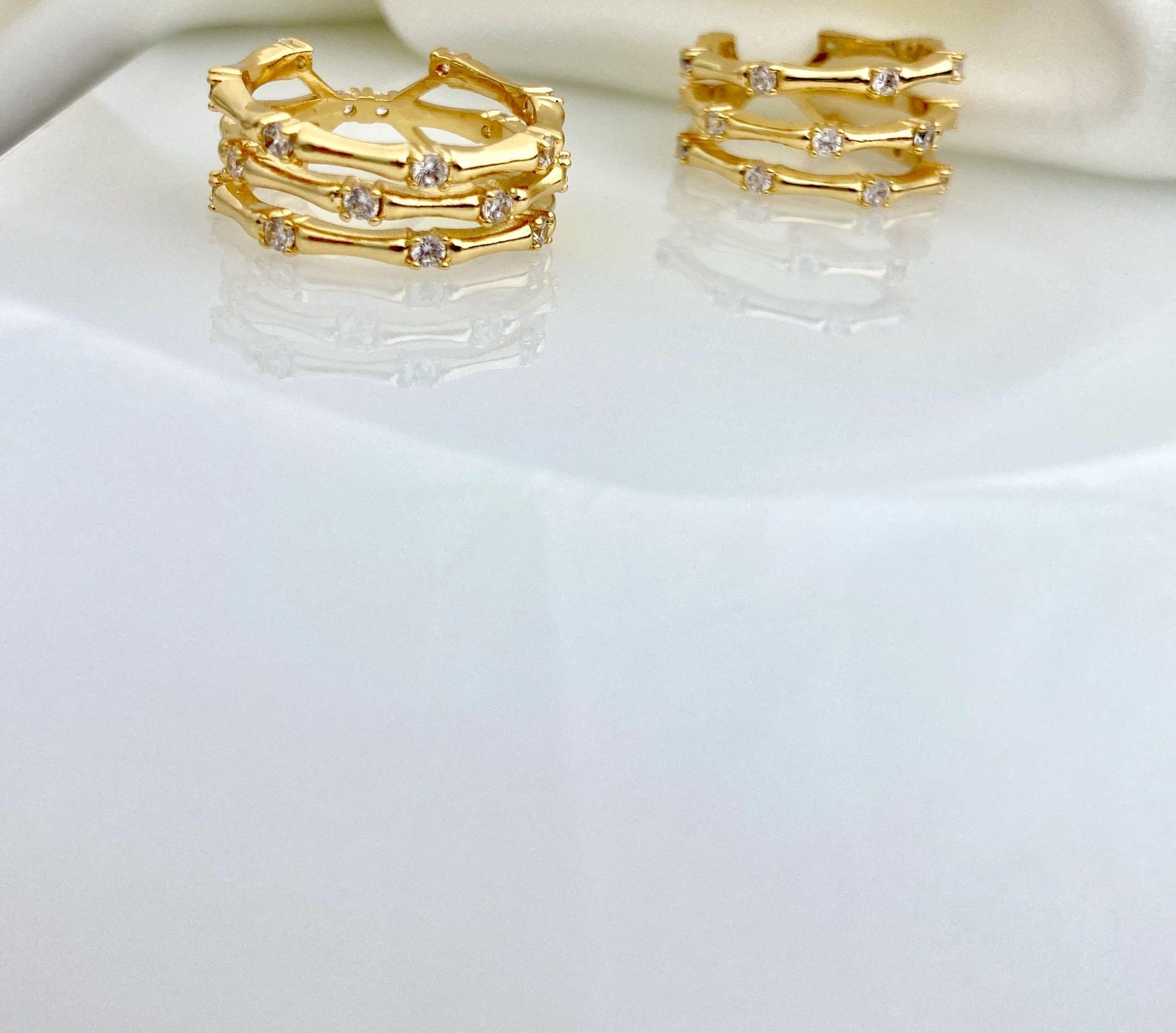 Fashion Geometric Copper Plating Zircon Open Ring