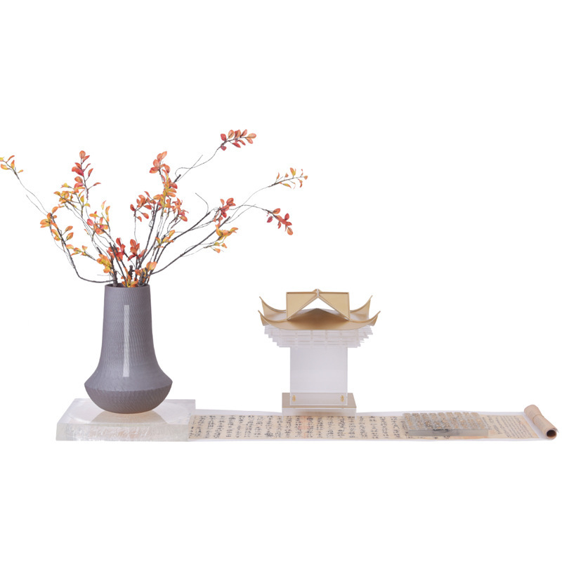New Chinoiserie Soft Furnishing Model Room Living Room Tea Room Bedroom Ceramic Flower Utensils Acrylic Tray Pavilion Architectural Crafts New Chinoiserie Soft Furnishing Model Room Living Room Tea Room Bedroom Ceramic Flower Utensils Acrylic Tray Pavilion Architectural Crafts