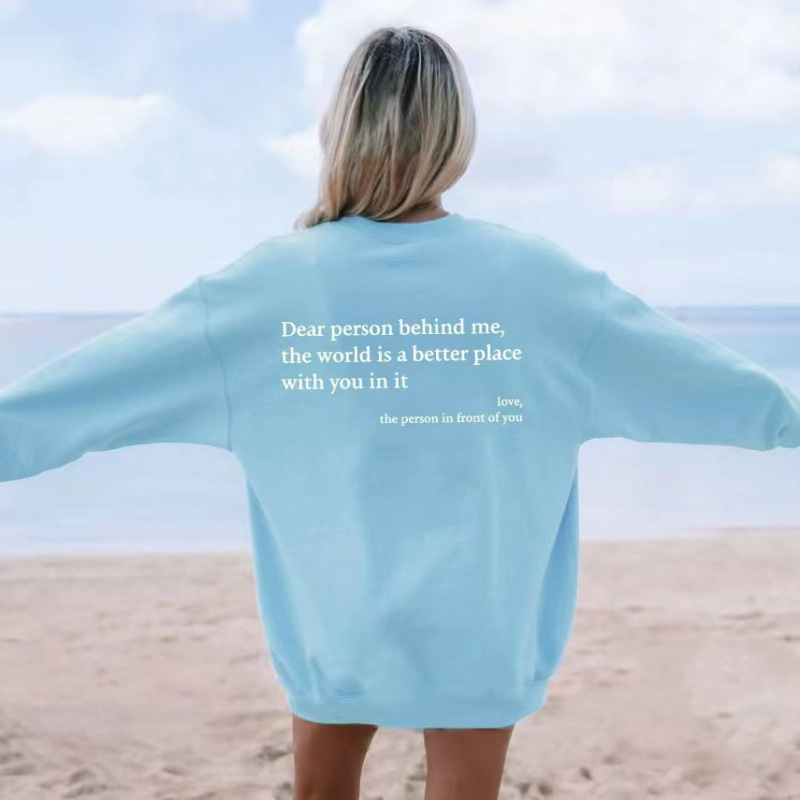 Cross-border direct sales of popular round-neck, long-sleeved, letter-printed sweatshirts, fleece-lined sweatshirts, tops, and outerwear Cross-border direct sales of popular round-neck, long-sleeved, letter-printed sweatshirts, fleece-lined sweatshirts, tops, and outerwear