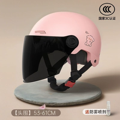 women, suitable for all seasons, motorcycle | Motosiklet kaskı (dəbilqə) - pink-dog-safety-and-anti-fall-3c-certified-brown-long-mirror