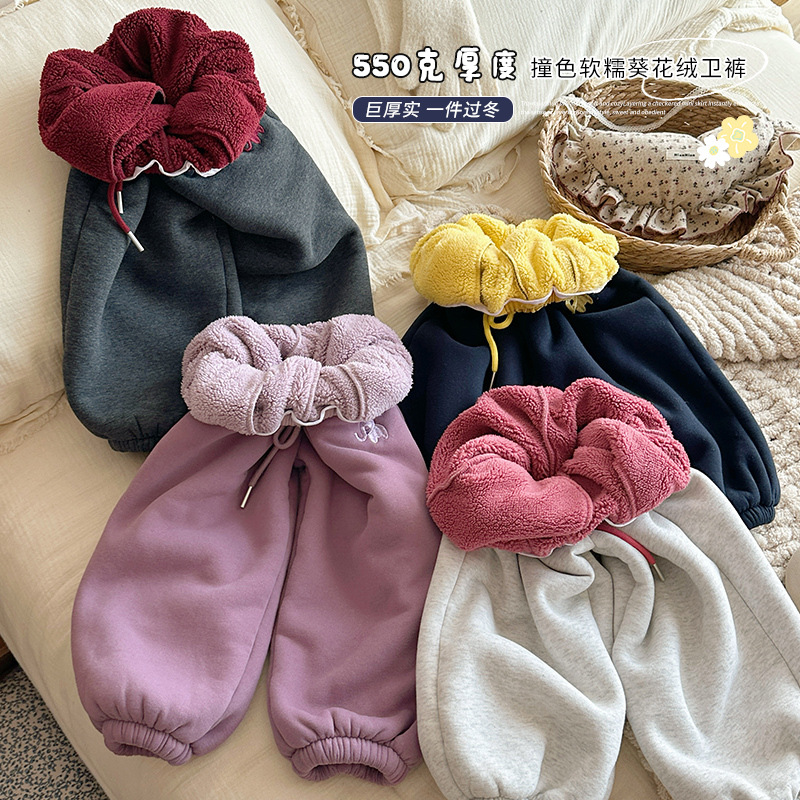 【现货】女童加绒裤子冬装加厚羊羔绒卫裤儿童女孩一条过冬运动裤