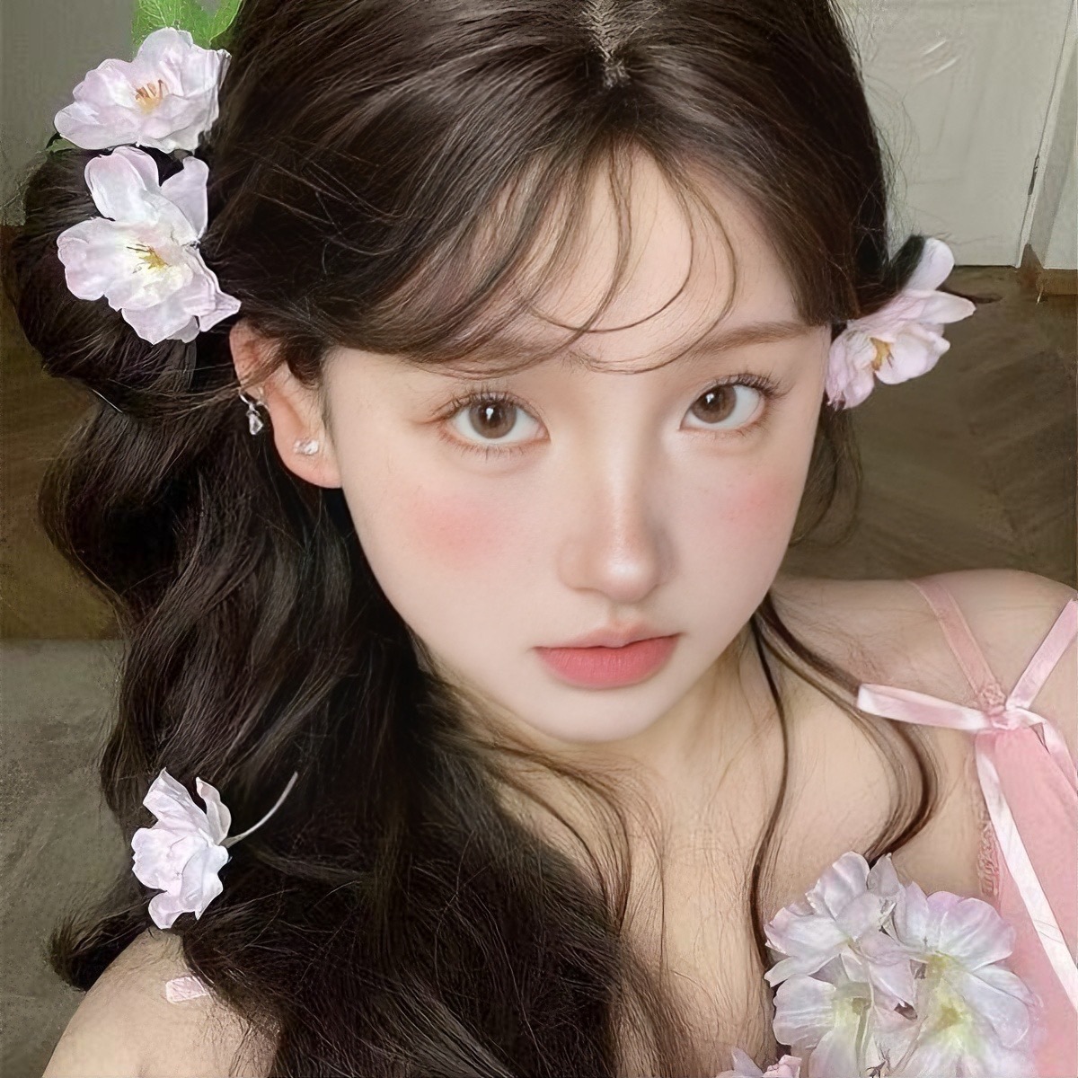 Mori Simulation Spring Gradient Pink Flower Hairpin Sweet Atmosphere Side Chuck Flower Hairpin Hair Accessories Headdress