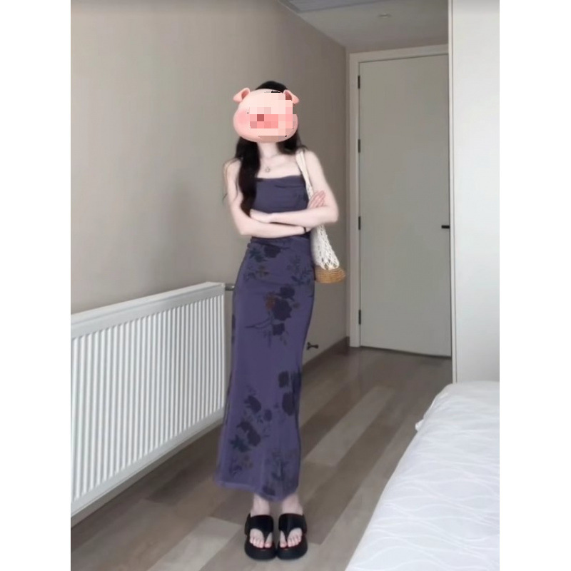 法式御姐风收腰显瘦紫色连衣裙2025新款超好看纯欲甜辣绝美裙子夏