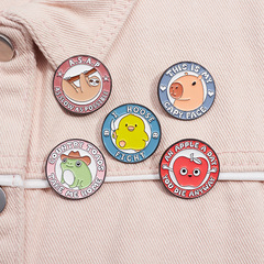 亞馬遜熱銷馬卡龍色圓形金屬徽章卡通青蛙鴨子水豚造型動物胸針