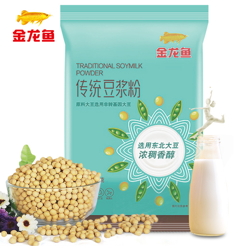 Golden Dragon Fish Soy Milk Powder 450g, Food Service Instant Soy Powder, Original and Sweet Soy Milk Powder, Wholesale, Commercial Brewing