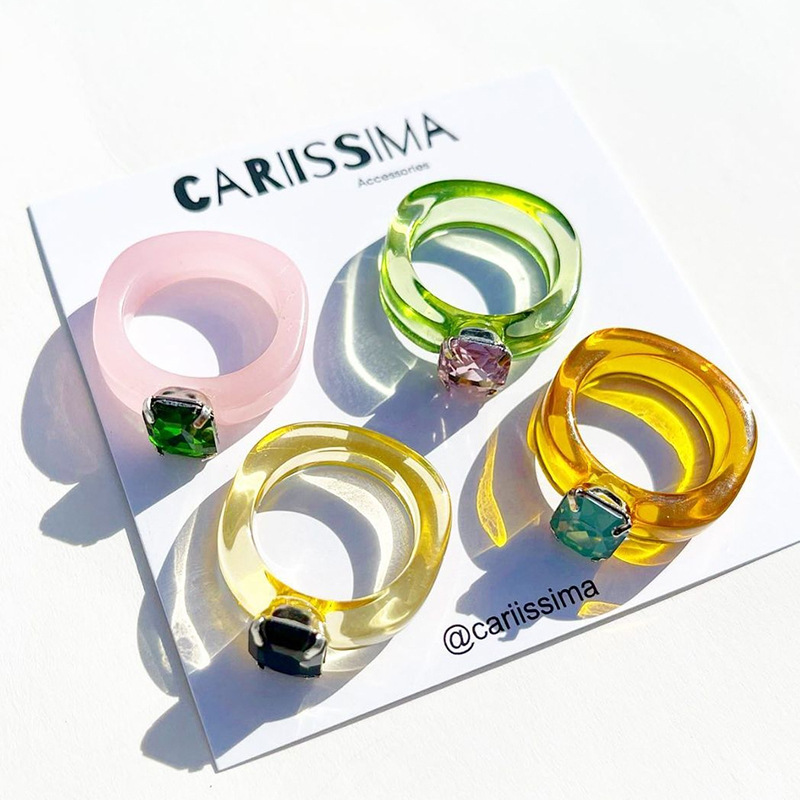 1 Piece Casual Candy Arylic Plating Inlay Artificial Rhinestones Women's Rings display picture 2