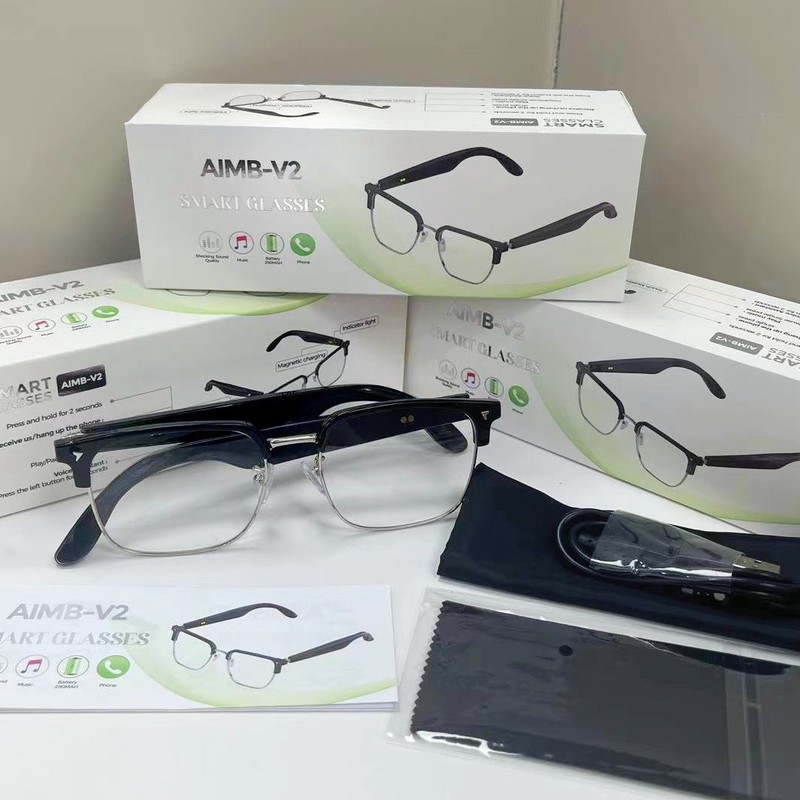 AIMB-V2智能蓝牙眼镜半框款蓝牙配近视眼镜听歌接打电话导航智能|undefined