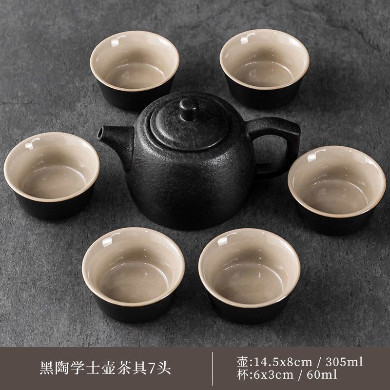 7 헤드 블랙 도기 잘 놓은 냄비 세트