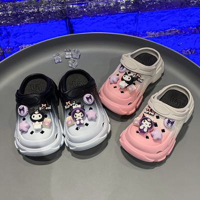 Sanrio, детские милые тапочки в стиле Crocs, мультяшные мюли на лето и осень, градиент