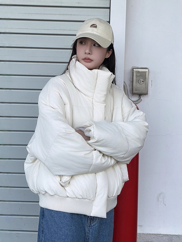 美式立领设计感短款棉服女冬季cleanfit高级感加厚情侣面包服外套|undefined