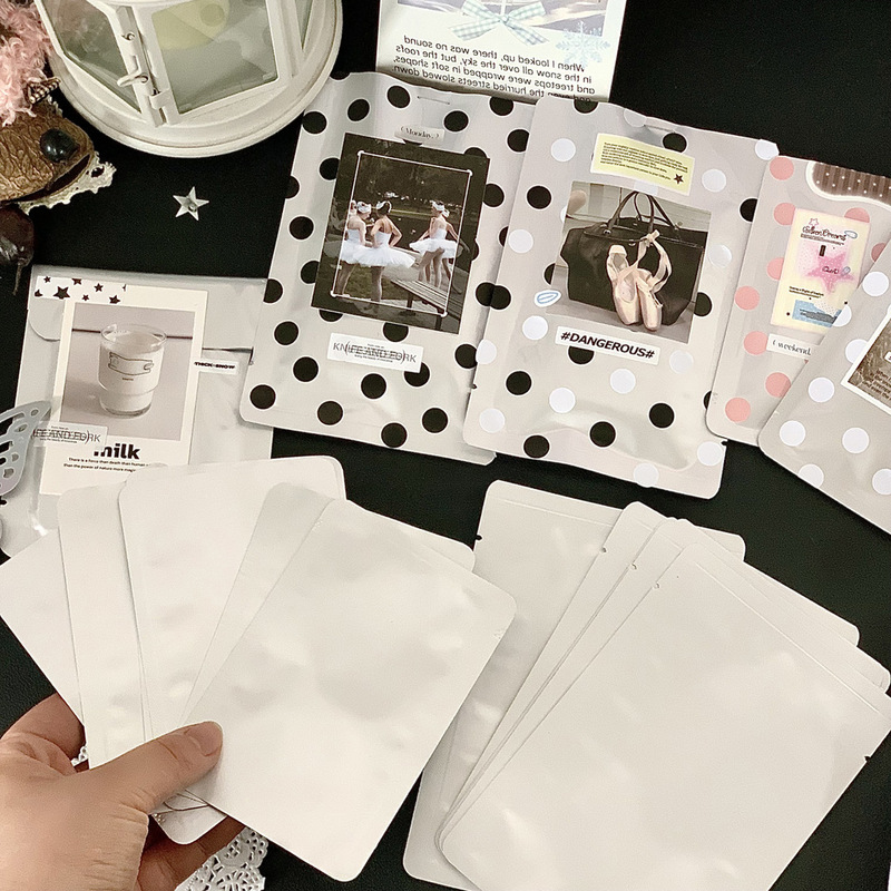 Ins Silver Aluminum Foil Flat Self-Sealing Bags Card Packaging Materials Journal Gift Packaging Bags Heat Seal Bags Machine Seal Bags