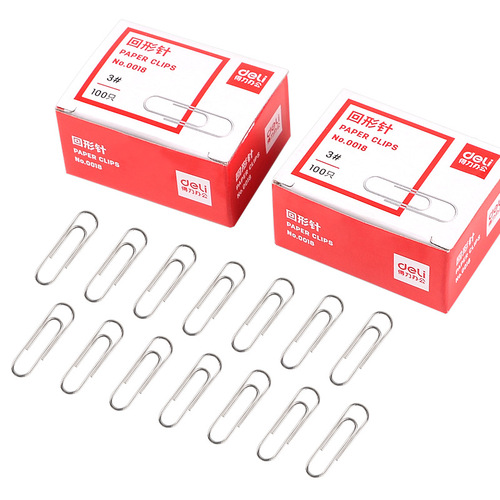 Deli 0018 paper clip metal nickel-plated paper clip 3# 100 pieces color paper clips office supplies stationery