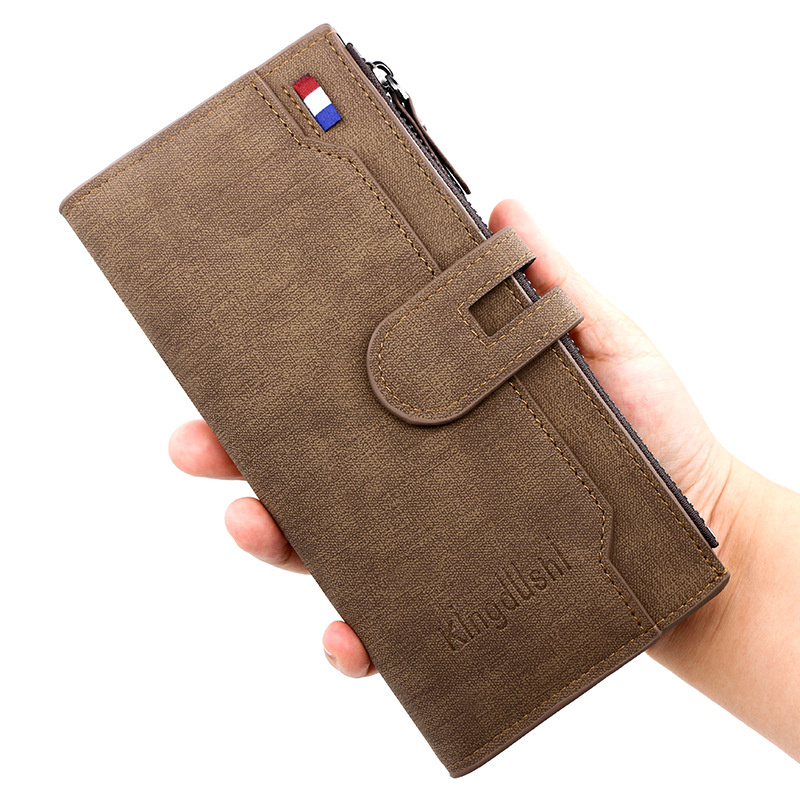 Nuevos hombres billetera larga moda simple pu hebilla magnética bolso de los hombres multi-Tarjeta titular embrague monedero al por mayor