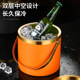 ✅ Stainless Steel Ice Bucket Double-Layer Thickeneded Thermal Insulation and Cold Insulation Ktv Champagne Red Wine Beer Ice Cube Bucket Commercial Bar