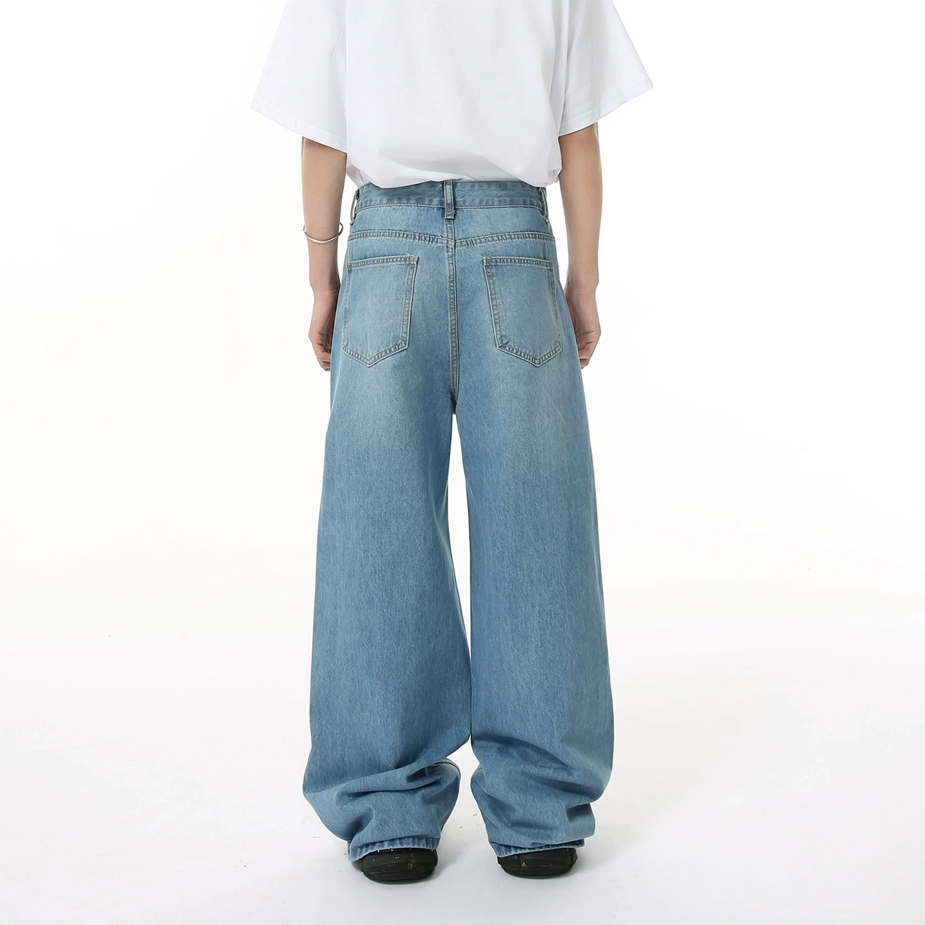 MTLCLOTHES Мужская одежда | корейский стиль вымытый рисунок широкий крой прямые штаны джинсы универсальные