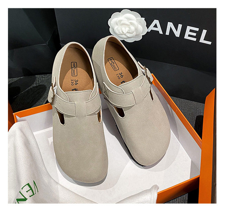 Dép sandal nữ bít mũi da thật quai khóa đế dày kiểu Birkenstock — 261 Màu nâu sẫm (toàn bộ), 261 Xám (toàn bộ), 261 kaki (toàn bộ băng đảng), 265 kaki (nửa kéo) chi tiết 29
