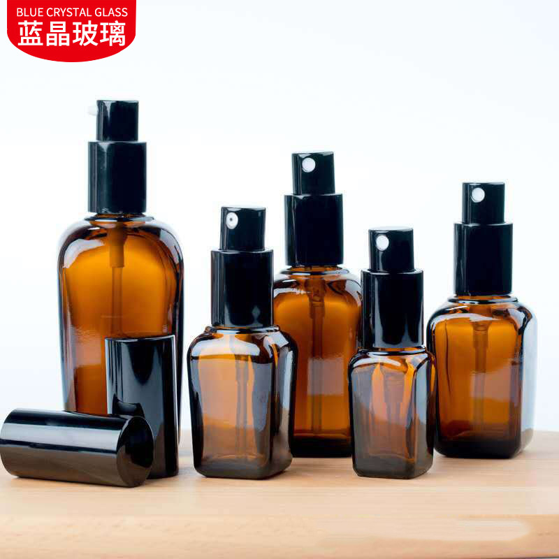 现货棕色避光方形精油瓶香水喷雾瓶  精油滴管瓶精华原液分装瓶子