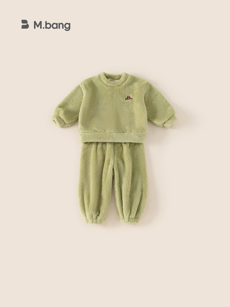 Youbao ropa para niños pijamas para niños invierno nuevo traje de servicio a domicilio para bebés simple más terciopelo engrosado traje de dos piezas de otoño e invierno