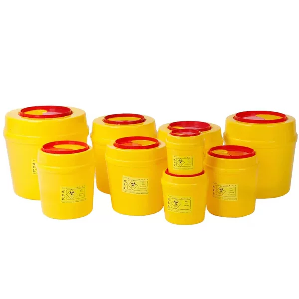 Round 0.5L Sharp Instrument Box Medical Sharp Instrument Box Hospital Clinic Health Center Disposable Needle Blade Storage Bucket