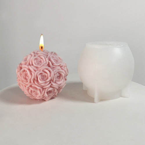 INS cross-border large Valentine's Day rose ball gift diy aromatherapy candle cake baking silicone mold