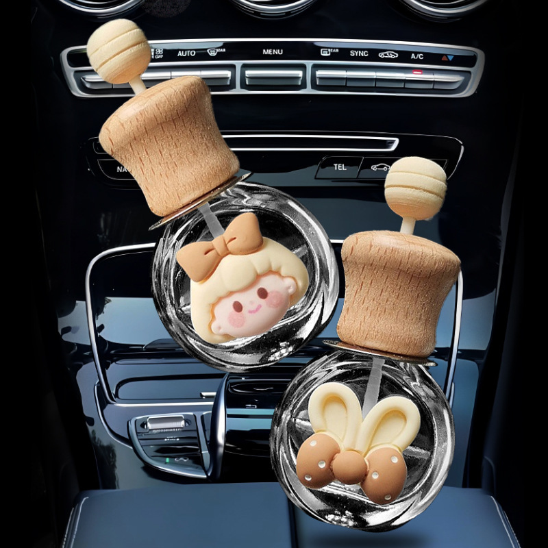 Fragancia de coche, perfume, botella vacía, botella volátil, aire acondicionado, decoración de salida de aire, decoración de fragancia de coche de dibujos animados lindo