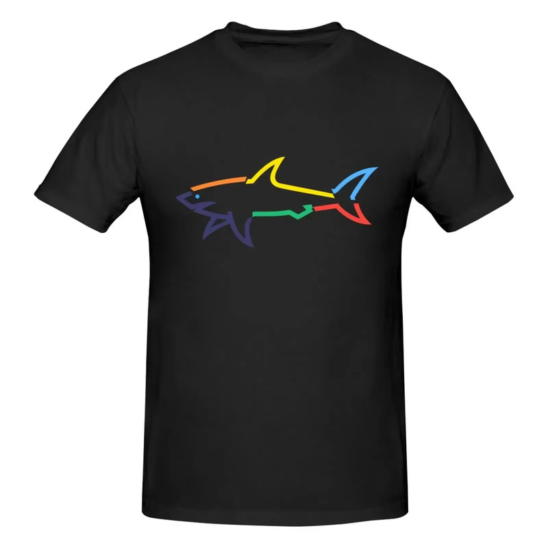 2025 New Color Shark Paul T-Shirt Men's and Women's Basic Cotton T-Shirt Summer Round Neck Casual Men's T-Shirt
