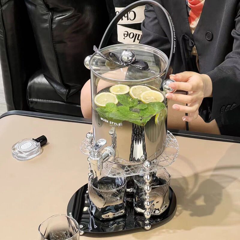 Muen Cold Water Kettle with Faucet Household Water Storage Large-Capacity Beverage Bucket Set High Temperature Resistant Glass Fruit Tea Bucket