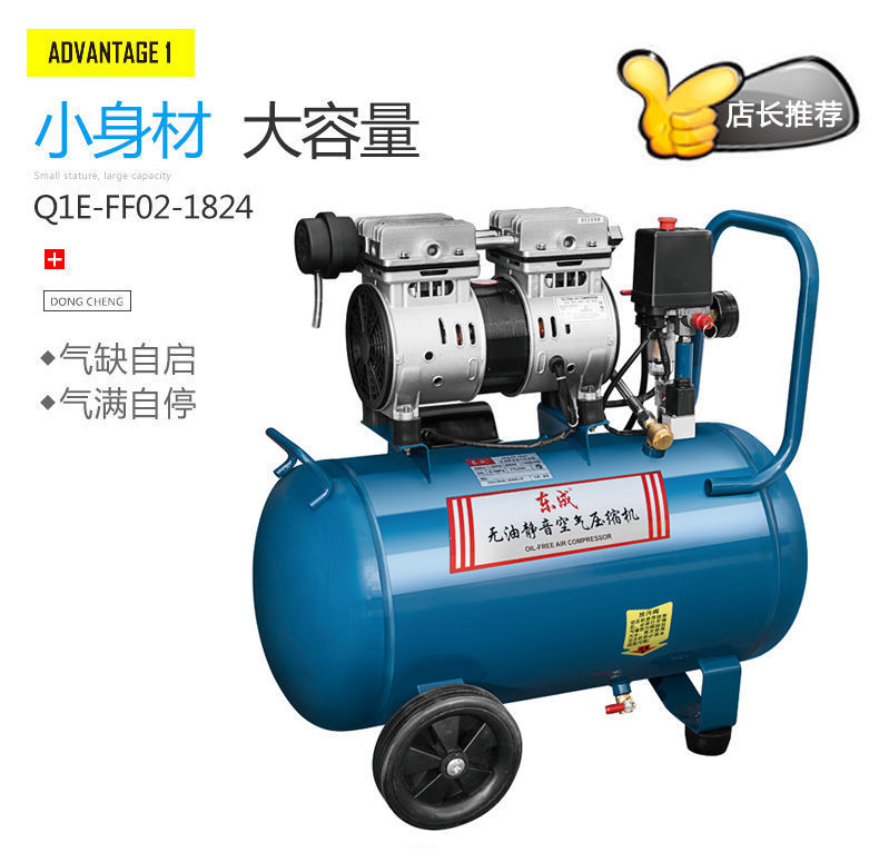 Dongcheng air pump air compressor small air compressor high pressure air pump woodworking oil-free mute air compressor