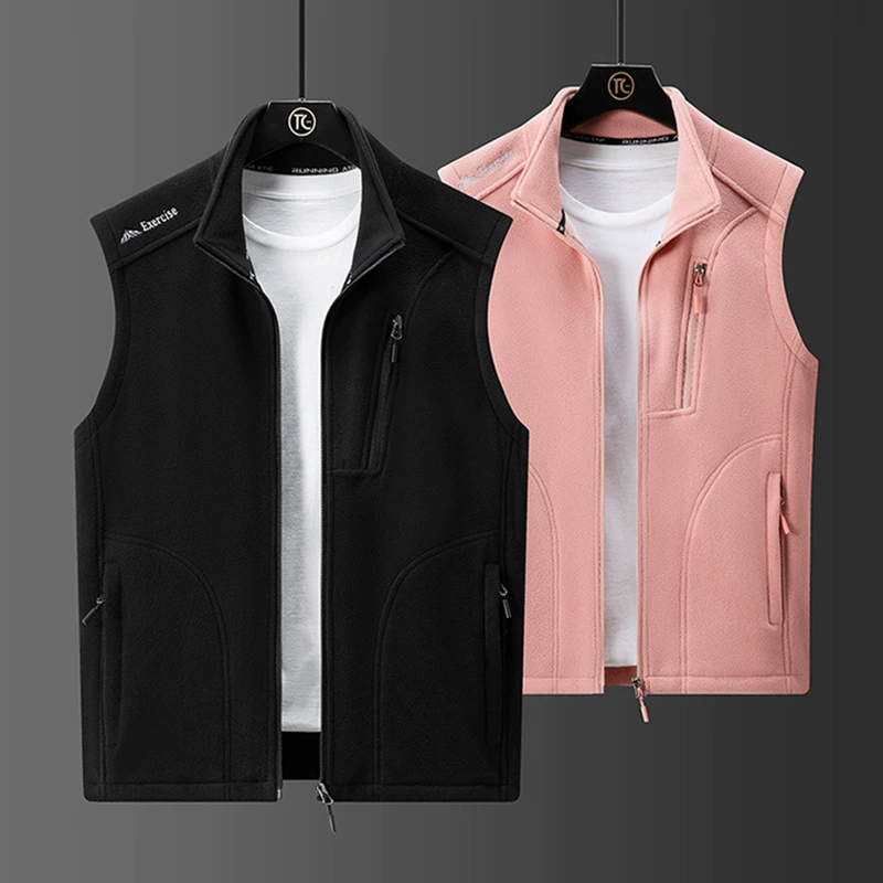 Флисовый жилет для мужчин и женщин осенью и зимой Новый теплый жилет с воротником, повседневный жилет с парой флисового жилета