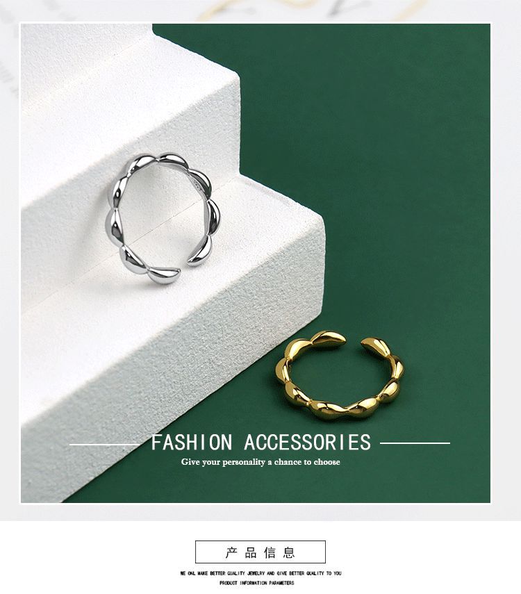 Korean version of the oliveshaped ring design sense geometric open ring wholesalepicture8