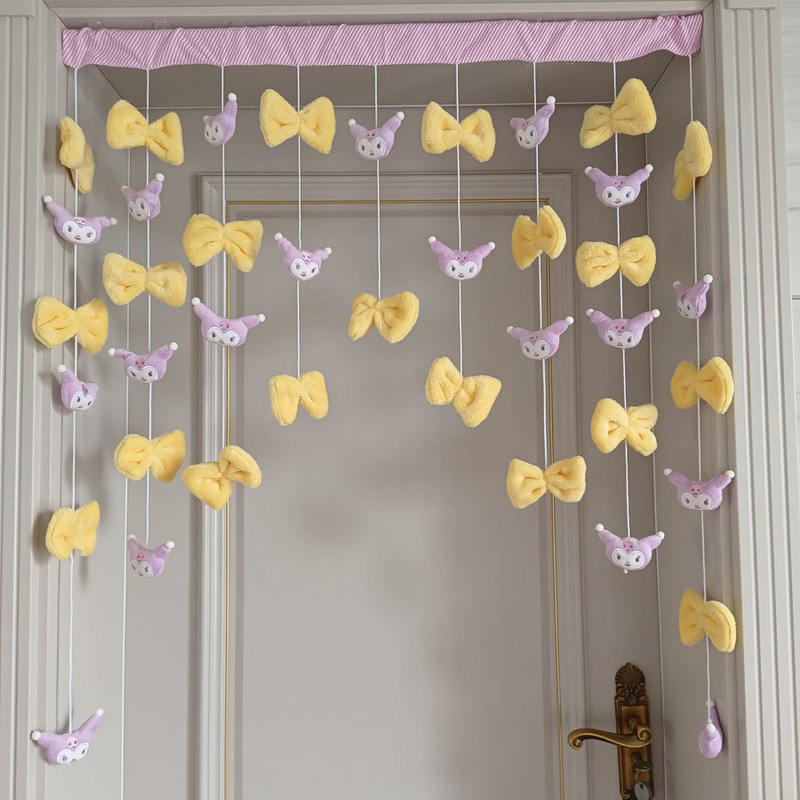 Yellow Bow Door Curtain Punch-free Partition Door Curtain Four Seasons Universal Door Curtain Decorative Accessories Doll Door Curtain Bedroom Curtain