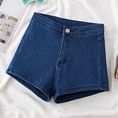 ブルーデニムショートパンツ女性夏の新型タイトな弾力性のあるお尻のズボンの高腰ギャルのセクシーなお尻のホットパンツ