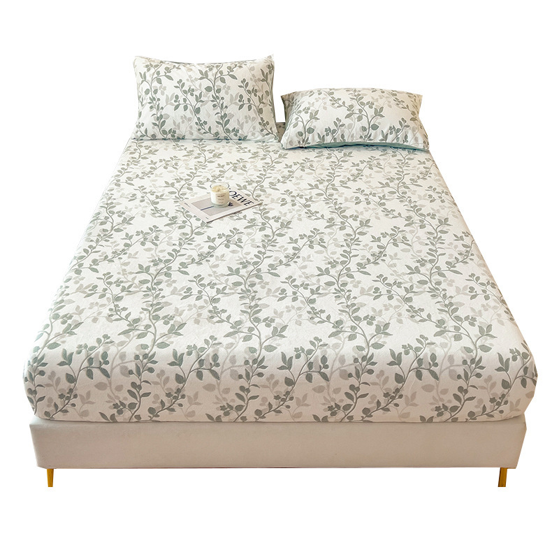 Cama de terciopelo de leche tallada una sola pieza en otoño y invierno calentamiento Simmons colchón cubierta de cubierta de cama de terciopelo de coral grueso cubierta