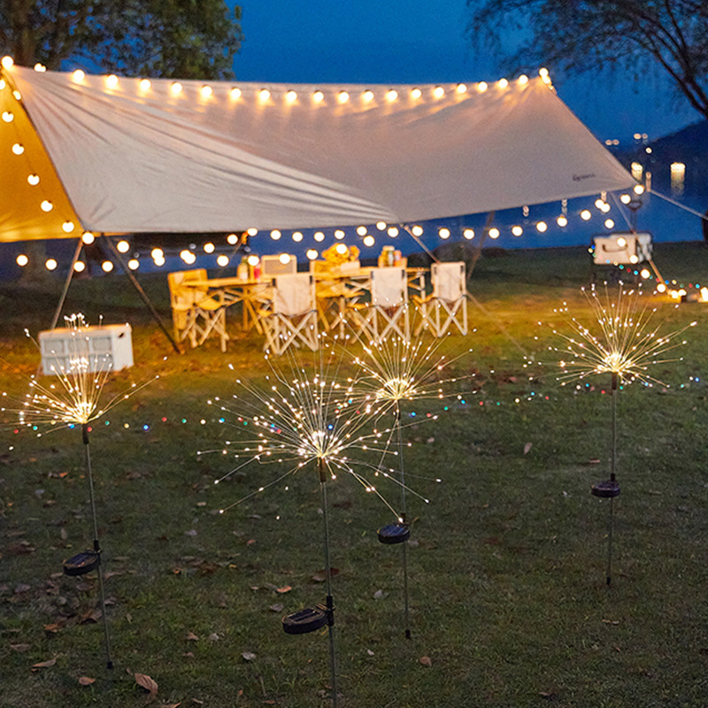 Fuegos artificiales solares luz de diente de león impermeable al aire libre jardín césped lámpara de patio alambre de cobre pequeña lámpara de color exterior led