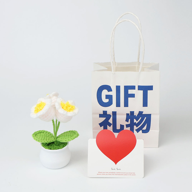 成品手工跨境针织毛线向日葵盆栽铃兰勿忘我仿真花摆件教师节礼物|undefined