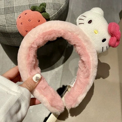 ピンクのかわいいイチゴ KT 猫ぬいぐるみヘッドバンド高価値ガールハートヘッドバンド洗顔メイクヘアピンヘッドバンドヘアバンドル
