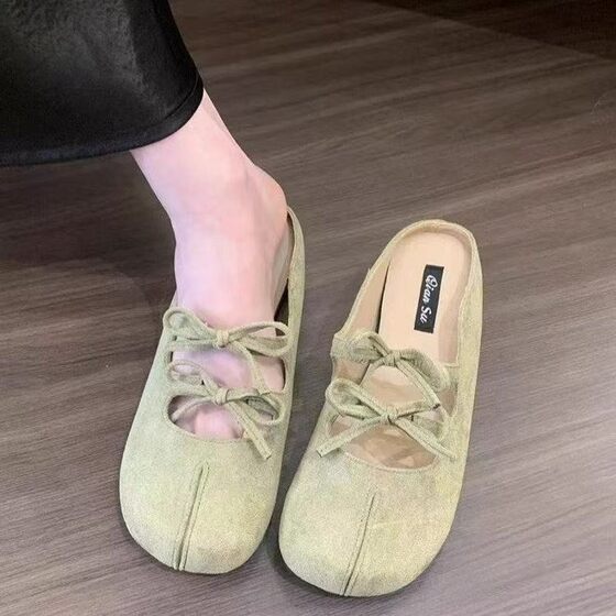 Explosive Non-slip Height-increasing Thick Bottom Baotou Slippers Women's Summer Outer Wear 2025 New All-match Yellow Retro Birkento Half Slippers