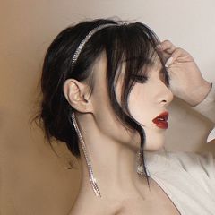 Fringed Fairy Forest Style Ultra-Girly Rhinestone Headband for Women, Internet-Famous Crystal Retro Korean Headdress, Hair-Pressing Headband