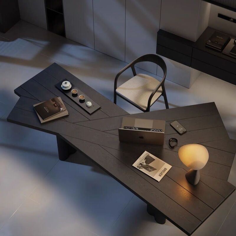 Designer Desk Workbench, Simple Modern Solid Wood Computer Desk, Light Luxury Style, Minimalist Irregular-Shaped Office Desk, Boss Desk Designer Desk Workbench, Simple Modern Solid Wood Computer Desk, Light Luxury Style, Minimalist Irregular-Shaped Office Desk, Boss Desk
