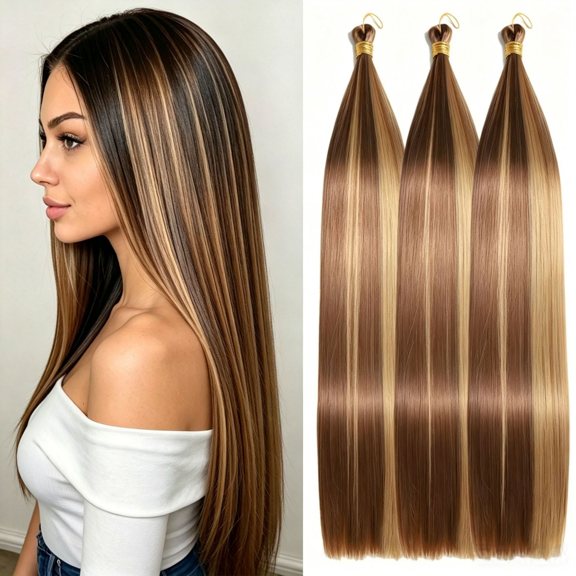 Foreign Trade African Straight Hair Bundles, High-Temperature Synthetic Fiber Wigs, Crochet Hair, Straight Hair Extensions for the African Market